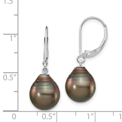 14K Gold Black Tahitian Pearl Drop Earrings