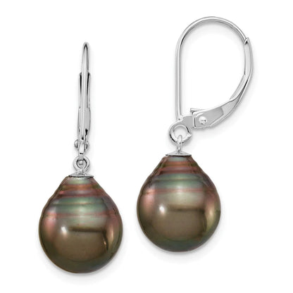 14K Gold Black Tahitian Pearl Drop Earrings