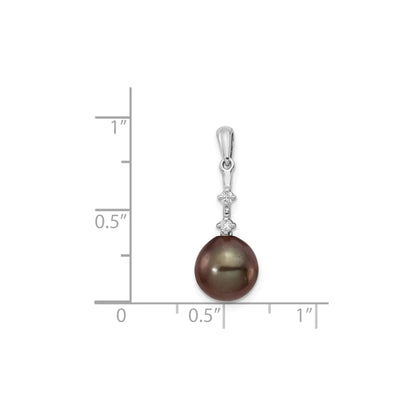 14k White Gold Black Pearl Tahitian Diamond Pendant