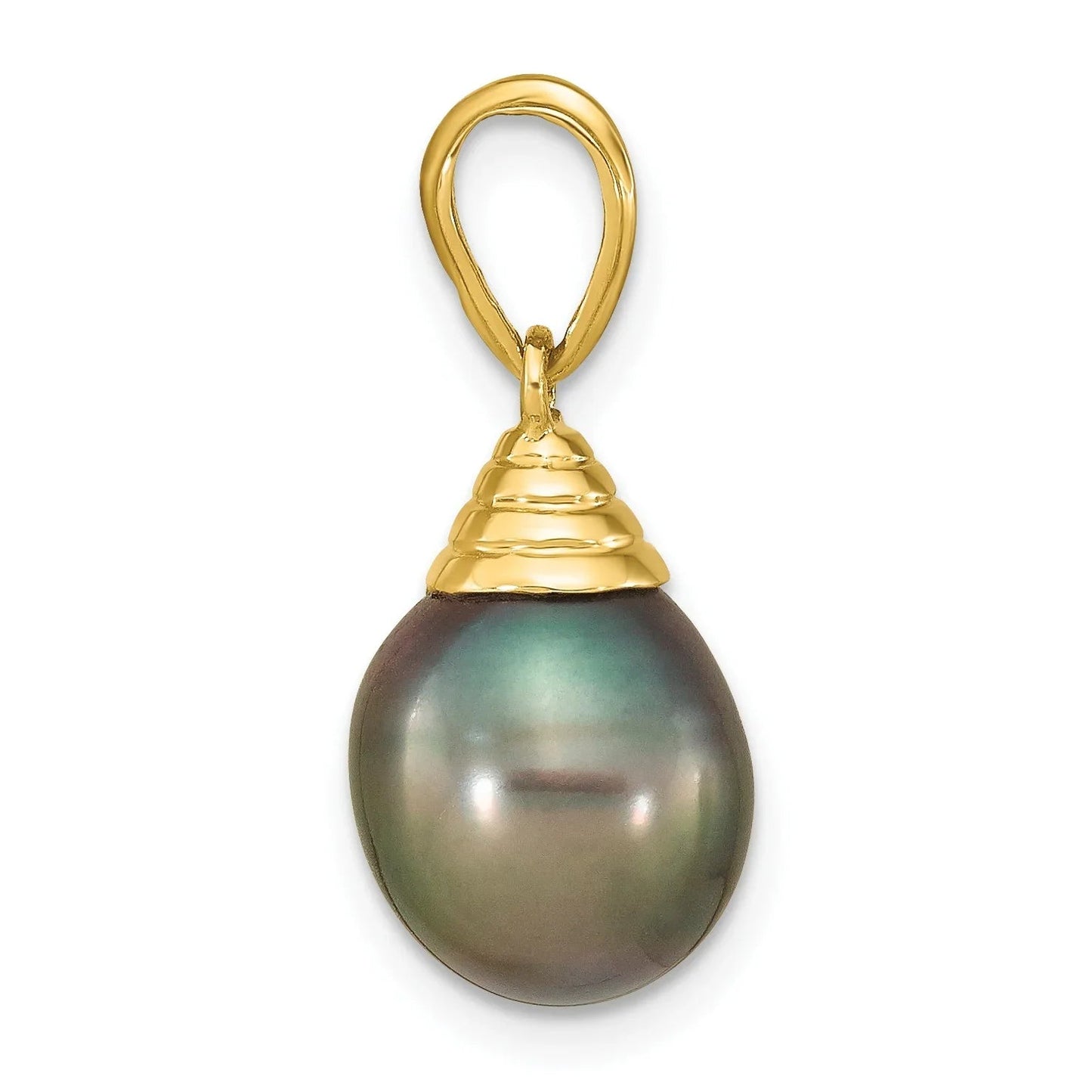 14k Gold Black Teardrop Tahitian Pearl Pendant