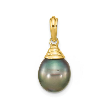 14k Gold Black Teardrop Tahitian Pearl Pendant