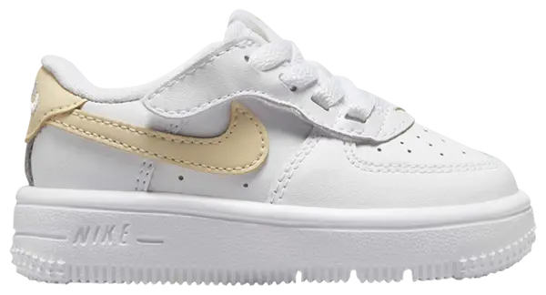 Nike Force 1 Low EasyOn Toddlers' (TD) Sneakers — White/Light Khaki Leather Low-Top
