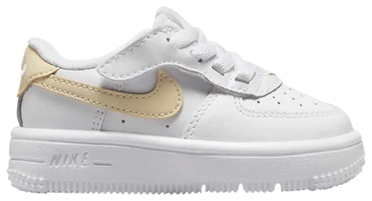 Nike Force 1 Low EasyOn Toddlers' (TD) Sneakers — White/Light Khaki Leather Low-Top