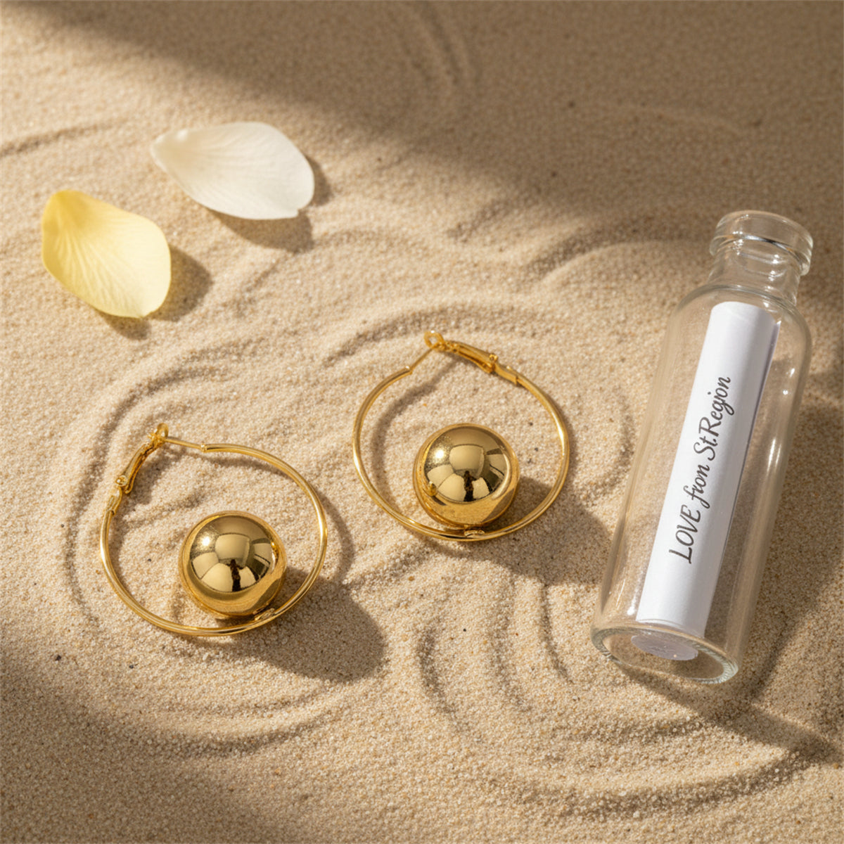 Goldtone Ball Hoop Earrings