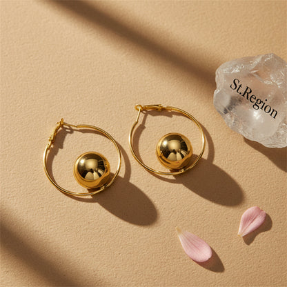 Goldtone Ball Hoop Earrings