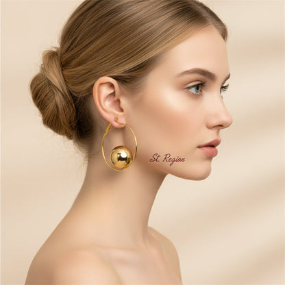 Goldtone Ball Hoop Earrings