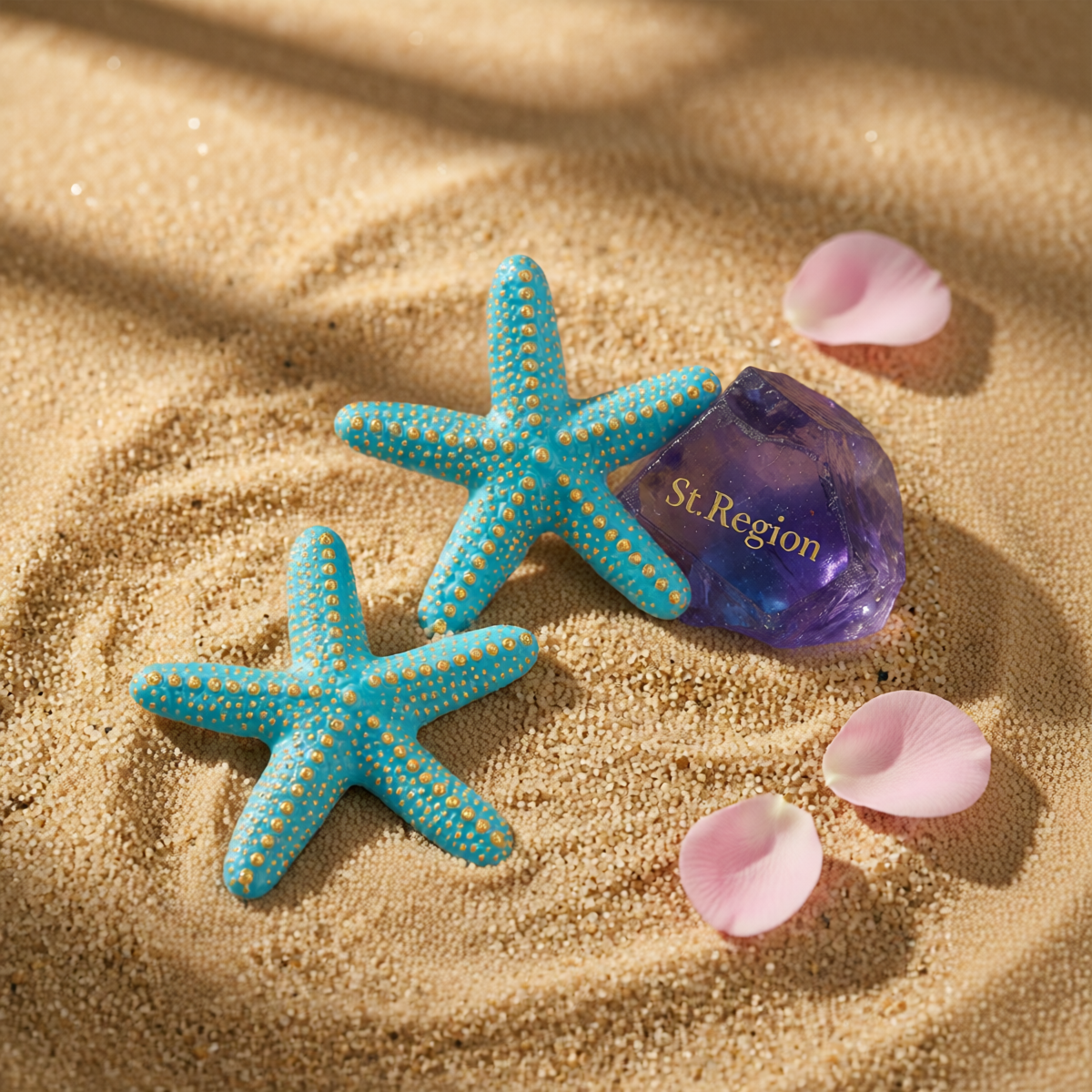 Blue Enamel & Goldtone Starfish Stud Earrings