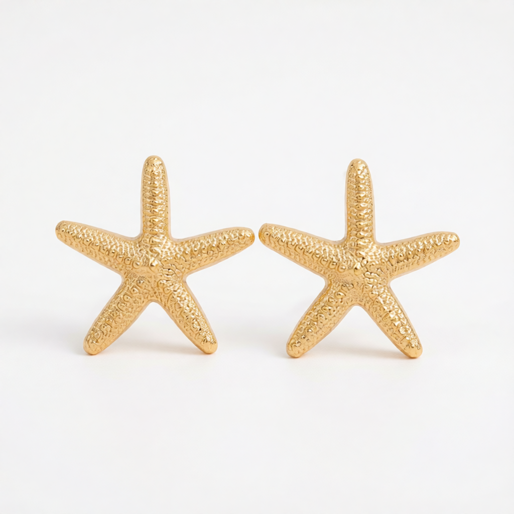 Goldtone Starfish Statement Stud Earrings