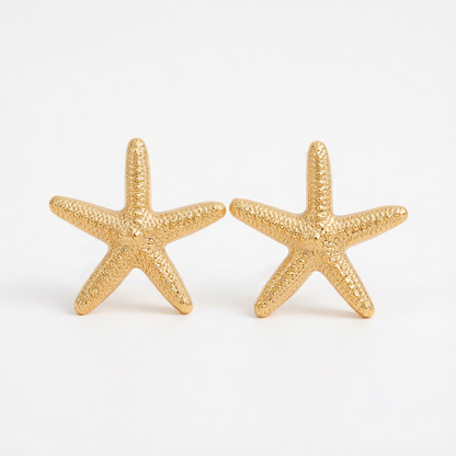 Goldtone Starfish Statement Stud Earrings
