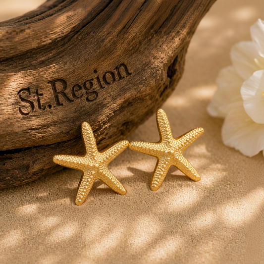Goldtone Starfish Statement Stud Earrings