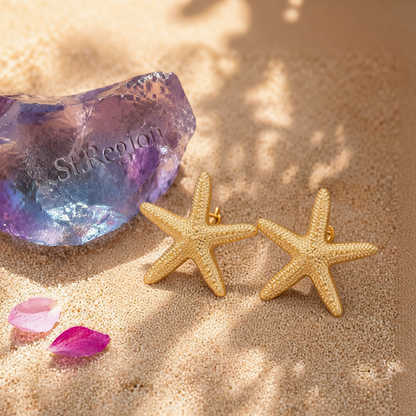 Goldtone Starfish Statement Stud Earrings