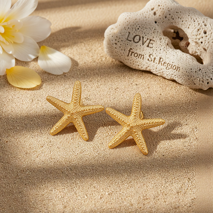 Goldtone Starfish Statement Stud Earrings