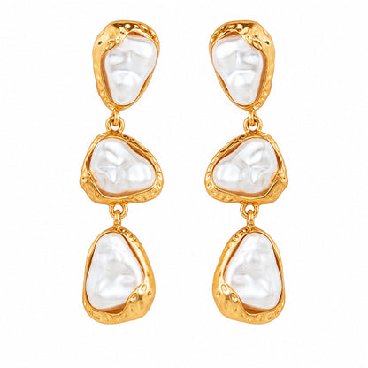 Baroque Pearl & Goldtone Tiered Dangle Earrings