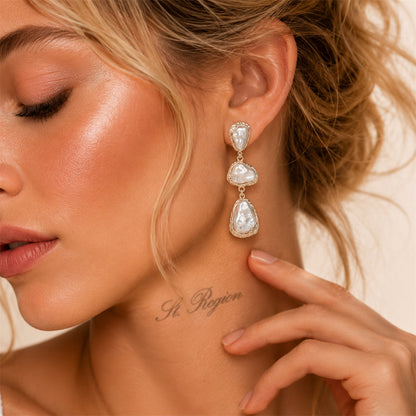 Baroque Pearl & Silvertone Tiered Dangle Earrings
