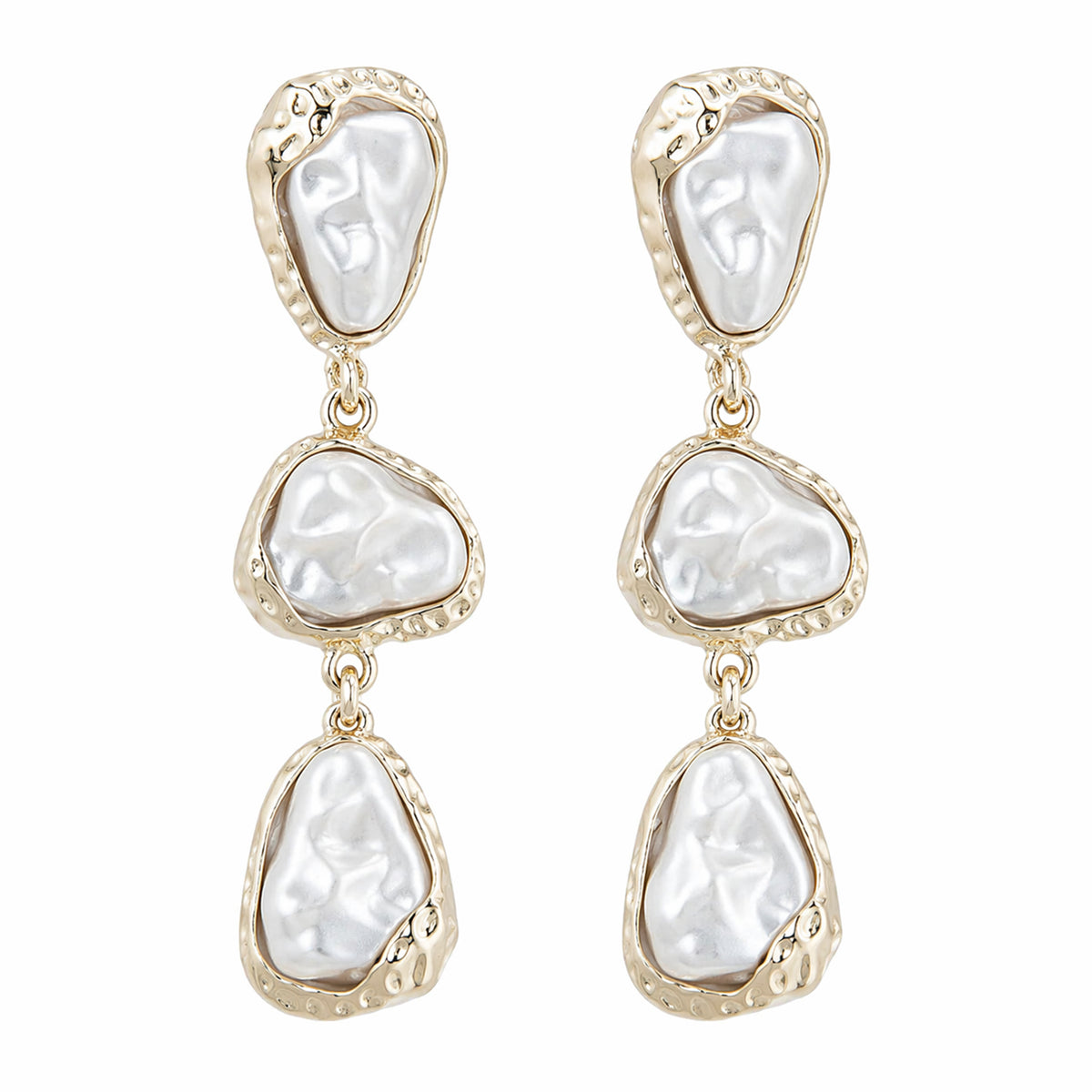 Baroque Pearl & Silvertone Tiered Dangle Earrings