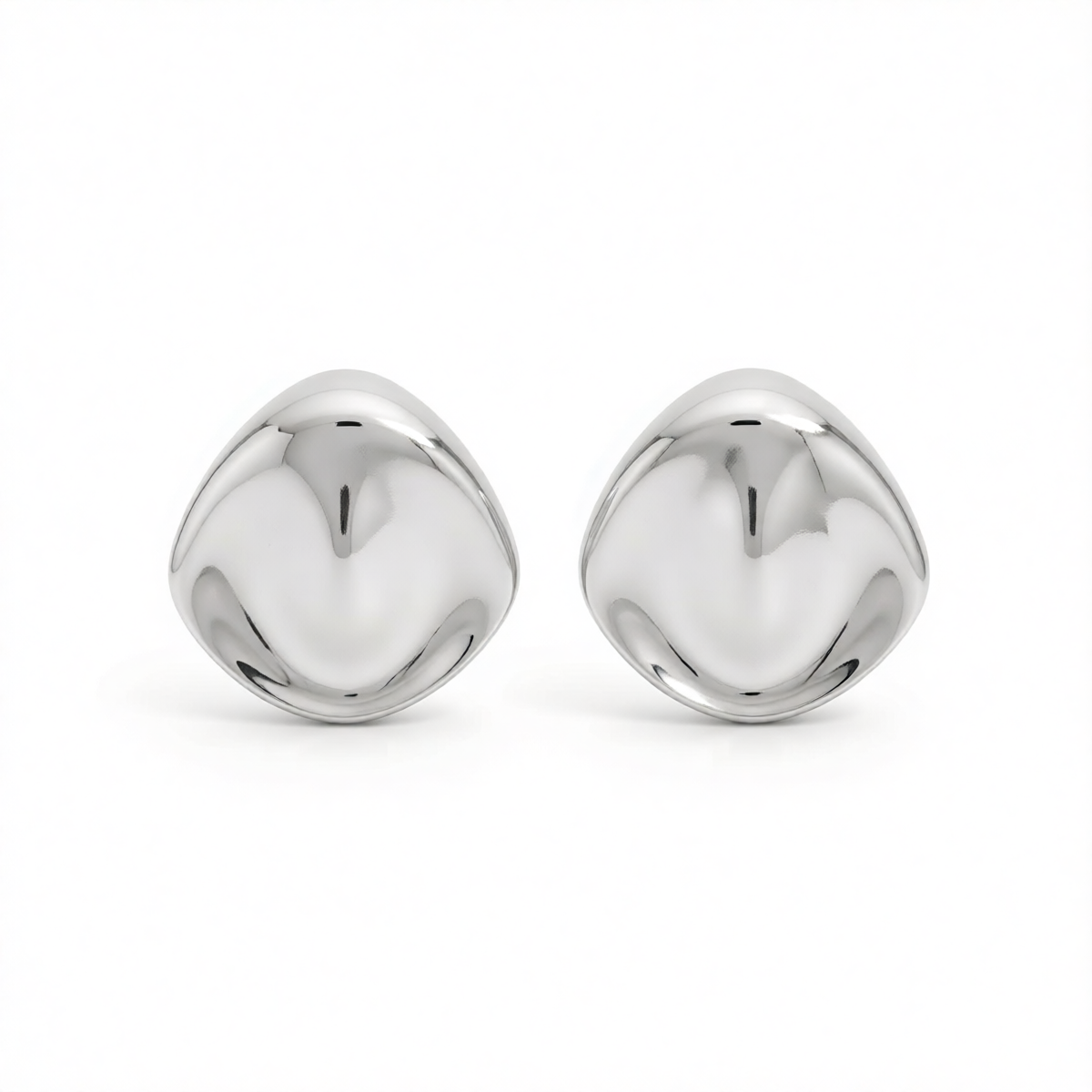 Silvertone Uneven Rhombus Statement Earrings