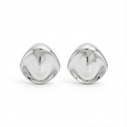 Silvertone Uneven Rhombus Statement Earrings