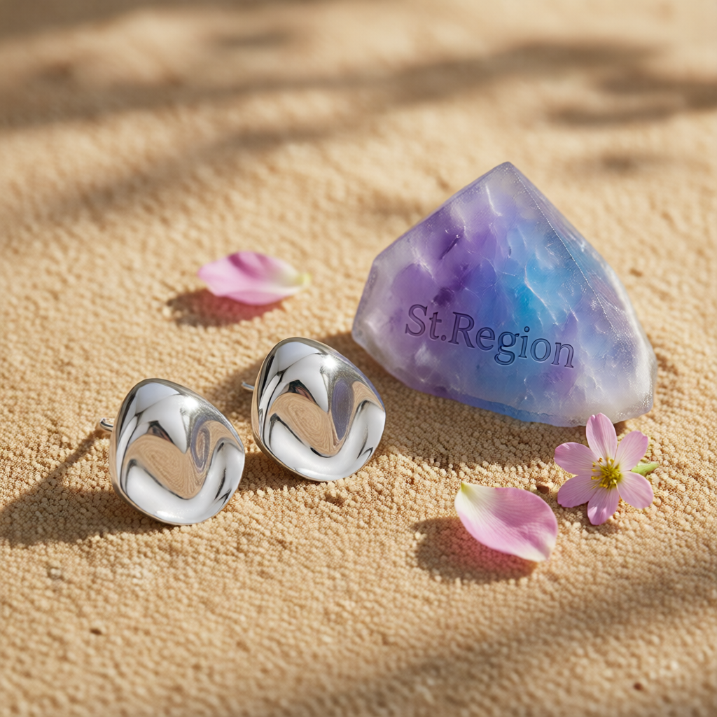 Silvertone Uneven Rhombus Statement Earrings