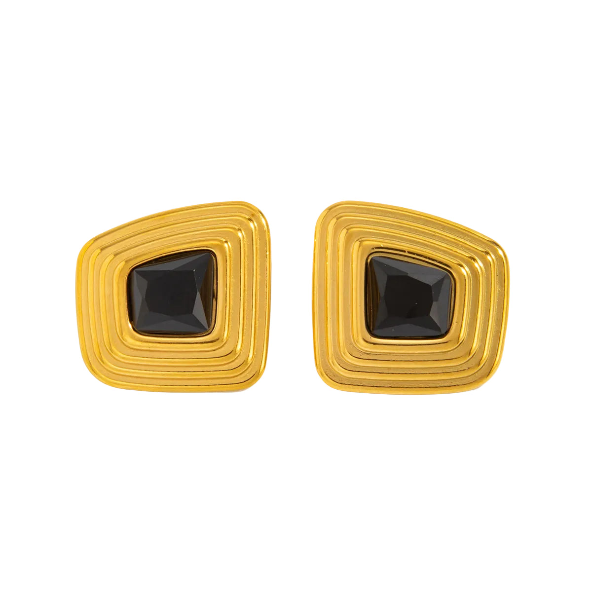 Resin & Goldtone Layered Trapezium Stud Earrings