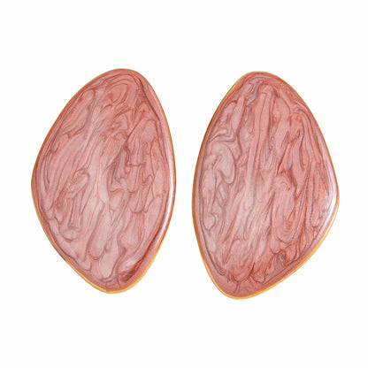Pink Enamel & Goldtone Drop Statement Stud Earrings
