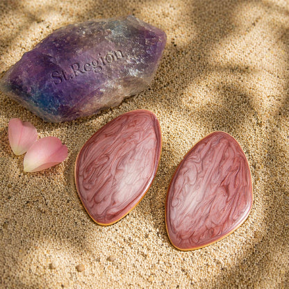 Pink Enamel & Goldtone Drop Statement Stud Earrings