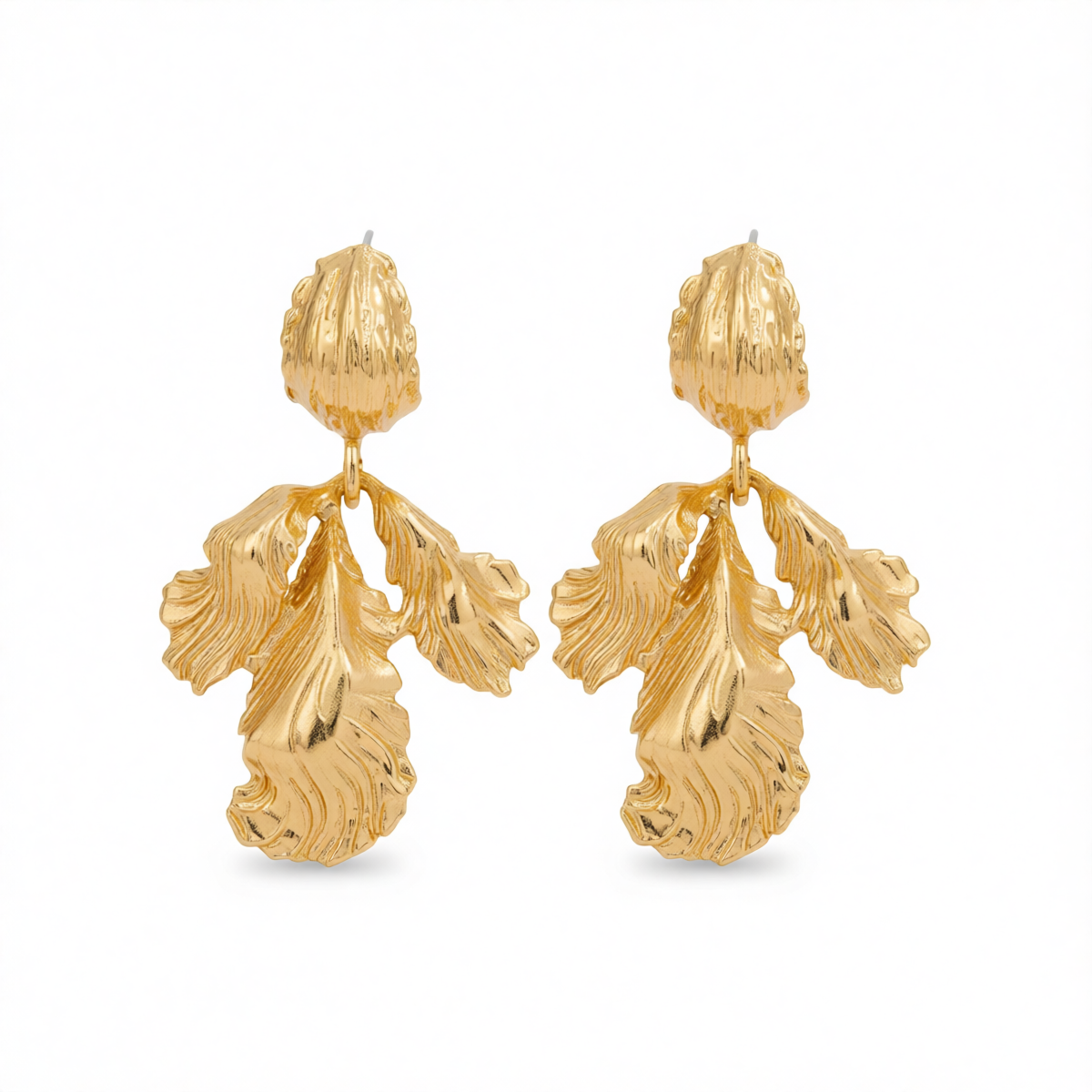 Goldtone Botanical Dangle Earrings