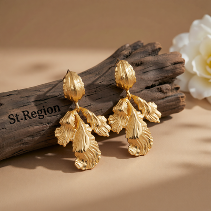 Goldtone Botanical Dangle Earrings