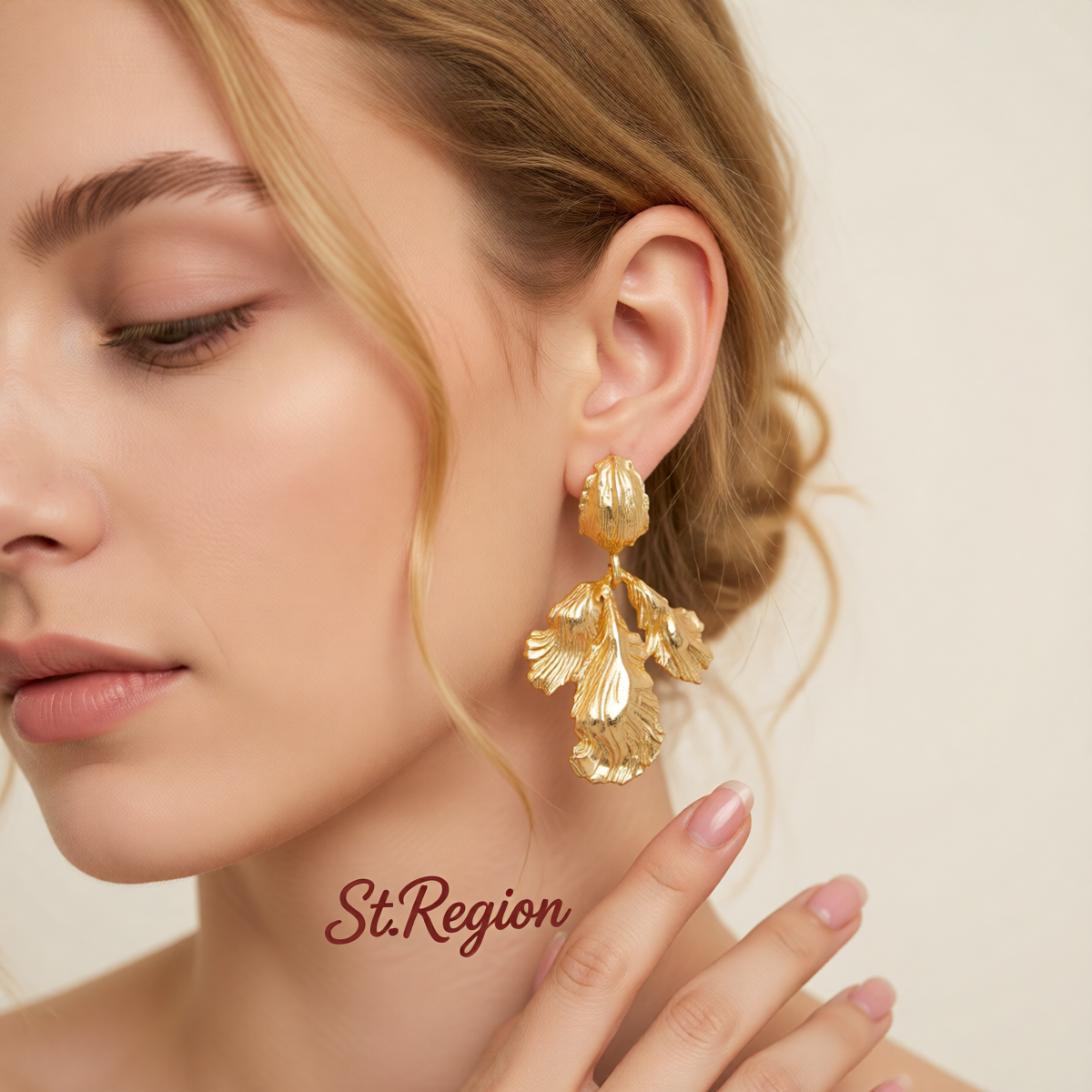 Goldtone Botanical Dangle Earrings