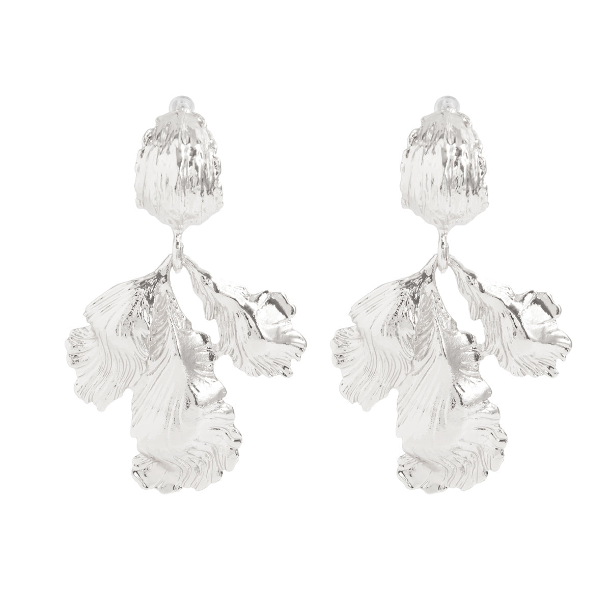 Silvertone Botanical Dangle Earrings