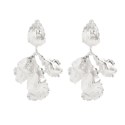 Silvertone Botanical Dangle Earrings