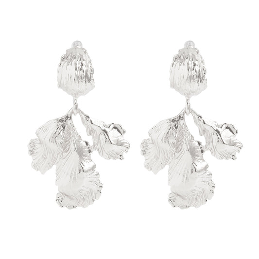 Silvertone Botanical Dangle Earrings