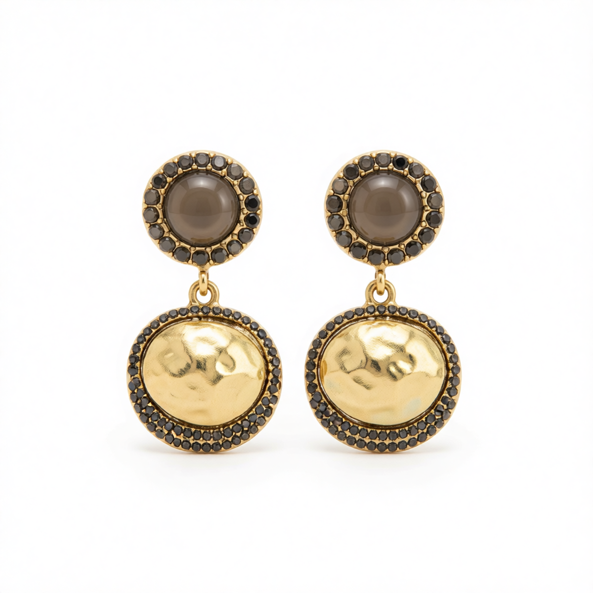 Cubic Zirconia & Resin Goldtone Dual-Round Dangle Earrings