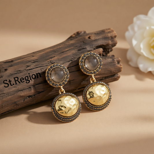 Cubic Zirconia & Resin Goldtone Dual-Round Dangle Earrings