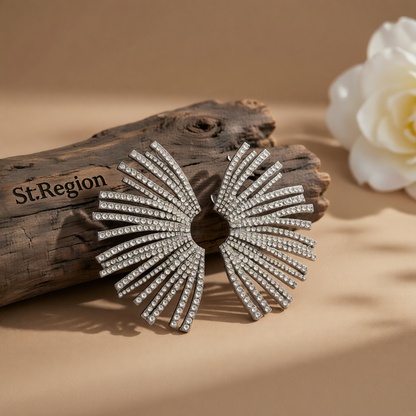 Cubic Zirconia & Blacktone Wing Statement Stud Earrings
