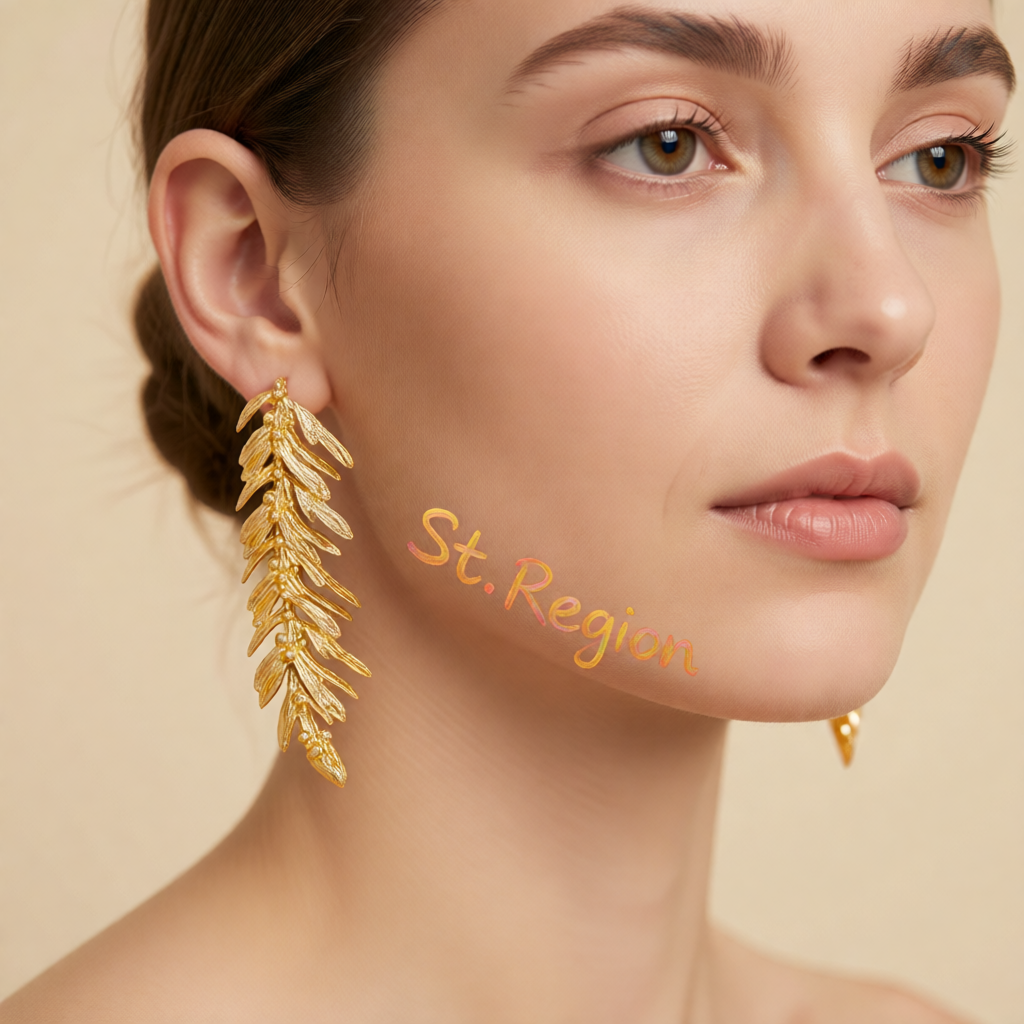 Goldtone Textured Leaves Dangle Earrings
