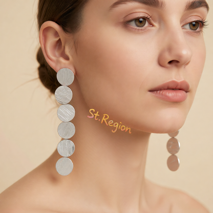 Silvertone Tiered Sequin Drop Earrings