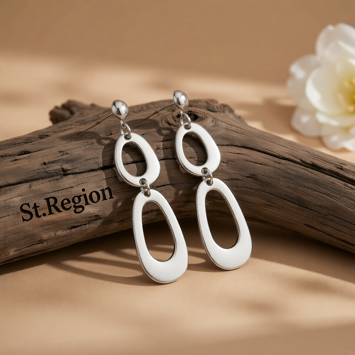 Silvertone Open Tiered Drop Dangle Earrings
