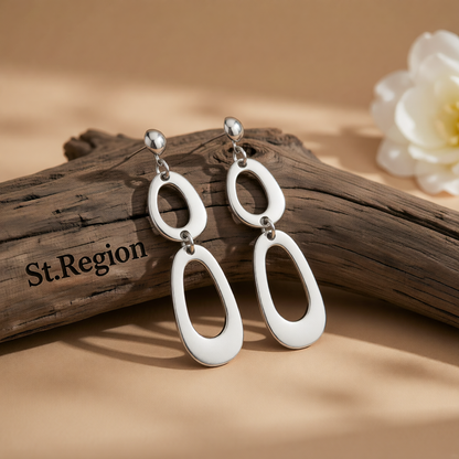 Silvertone Open Tiered Drop Dangle Earrings