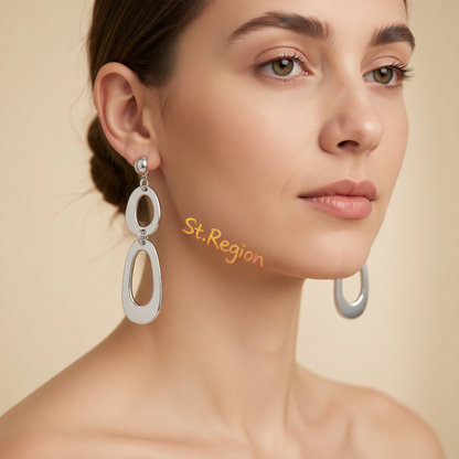Silvertone Open Tiered Drop Dangle Earrings