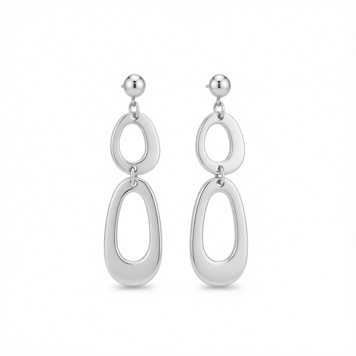 Silvertone Open Tiered Drop Dangle Earrings
