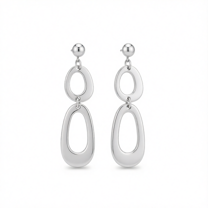 Silvertone Open Tiered Drop Dangle Earrings