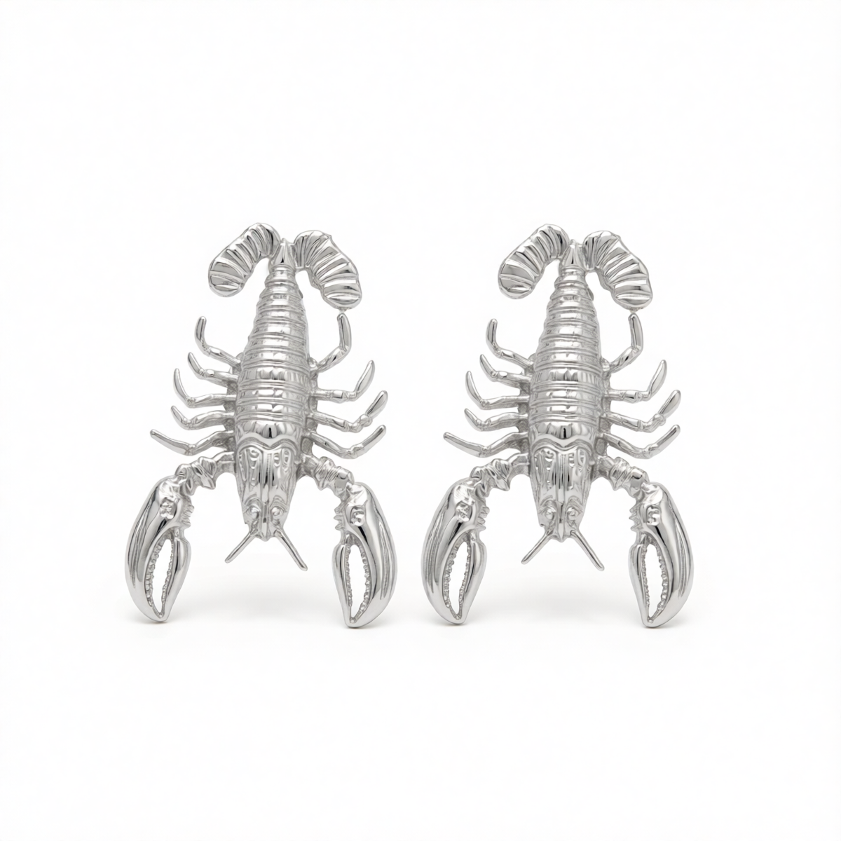 Silvertone Lobster Dangle Earrings