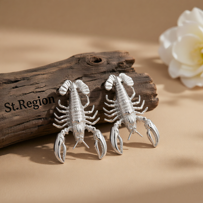Silvertone Lobster Dangle Earrings