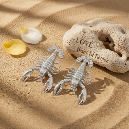 Silvertone Lobster Dangle Earrings