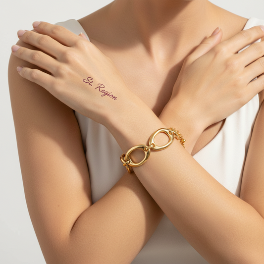 Goldtone Open Oval Station Chain Bracelet