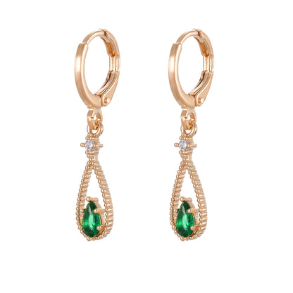 Emerald Crystal & Cubic Zirconia Goldtone Open Drop Huggie Earrings
