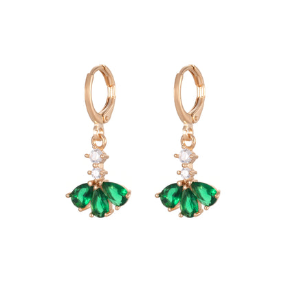 Emerald Crystal & Cubic Zirconia Goldtone Petals Huggie Earrings