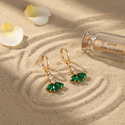 Emerald Crystal & Cubic Zirconia Goldtone Petals Huggie Earrings