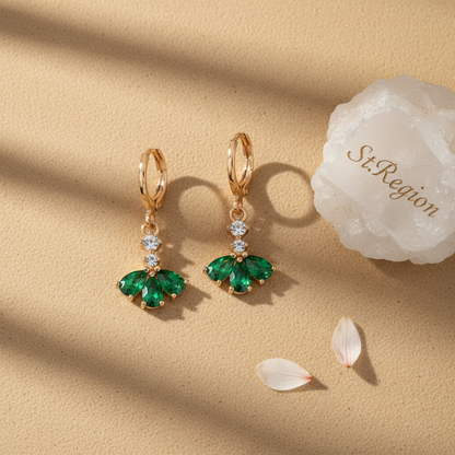 Emerald Crystal & Cubic Zirconia Goldtone Petals Huggie Earrings