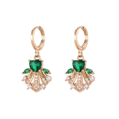 Emerald Crystal & Cubic Zirconia Goldtone Heart-Cut Botany Huggie Earrings